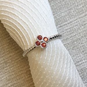 925 Sterling Silver CZ Ring 4 petals flower